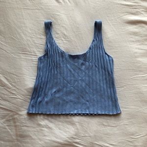 Rubbed Blue Cropped Tank Top